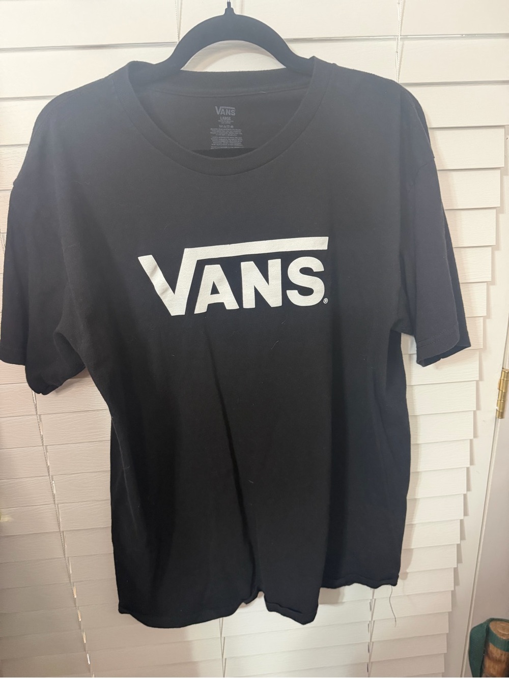 Vans Black Crewneck T‑Shirt with White Logo